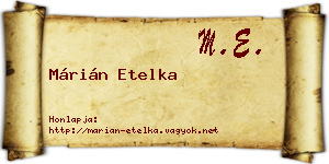 Márián Etelka névjegykártya